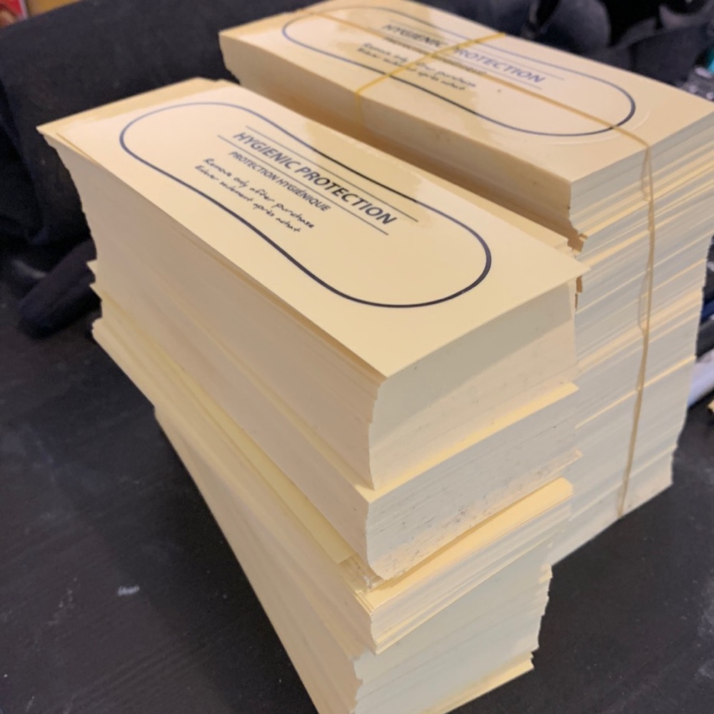 Hygiene stickers, custom made by Sticker Canada